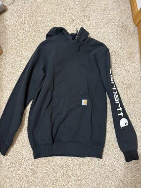 Carhartt Black Pullover Hoodie with White Logo Print